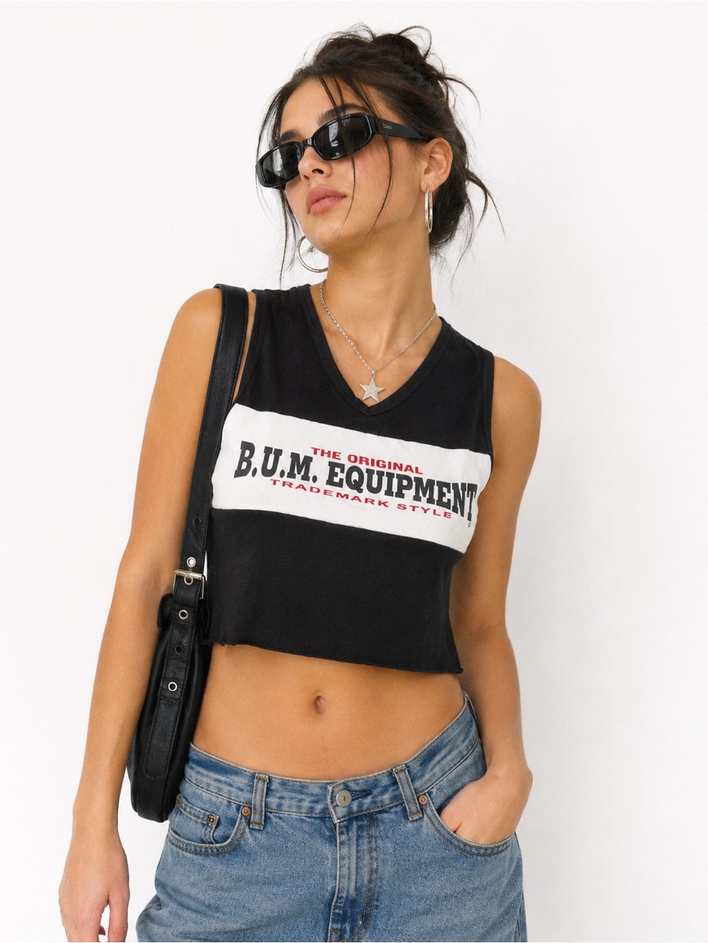 B.U.M. Equipment Y2K Logo Tank Dress Black White Sleeveless Project Piece Small